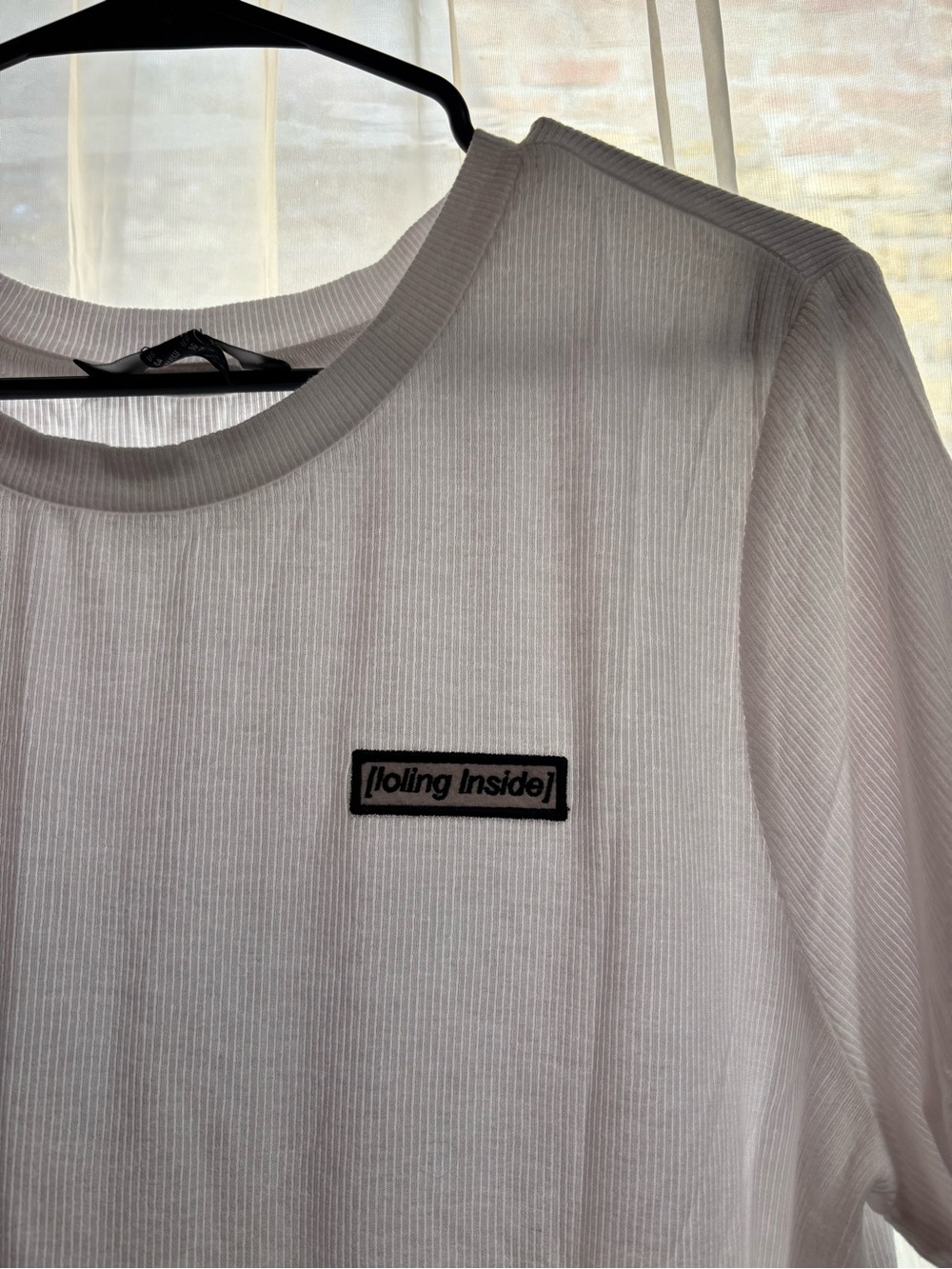 Forever 21 White Ribbed Short-Sleeve Ruffle-Edge Tee - Picture 2 of 3